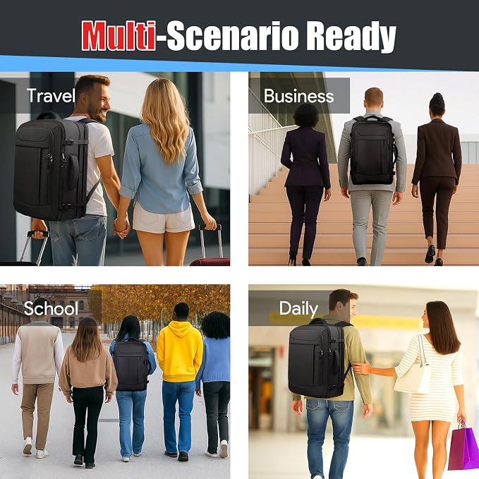 Travel Backpack, Expandable 40-50L Carry On Backpack, Extra Large Anti-Theft - Image 9