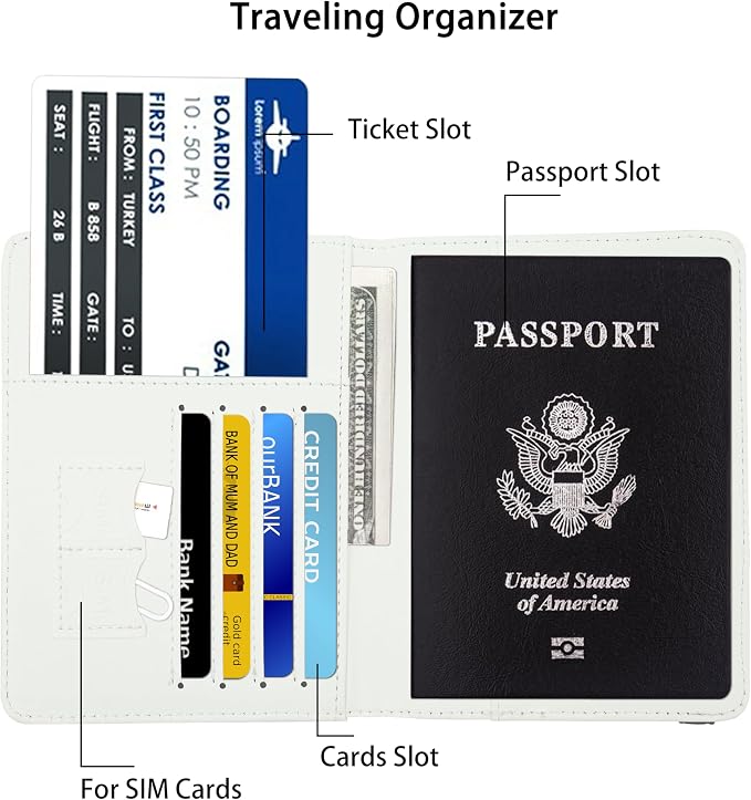 Ink Waves Passport Holder for Women and Men PU Leather Passport Cover for Travel - Image 3