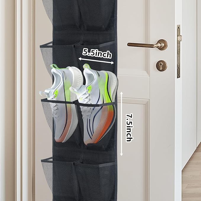 Over The Door Shoe Organizer, 14 Large Mesh Pockets Hanging Shoe Rack - Image 3