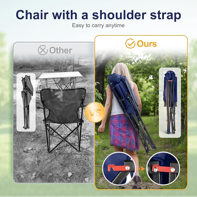 LET'S CAMP Oversized Camping Chairs 29.52" High Back Heavy Duty Lawn Chair - Image 9