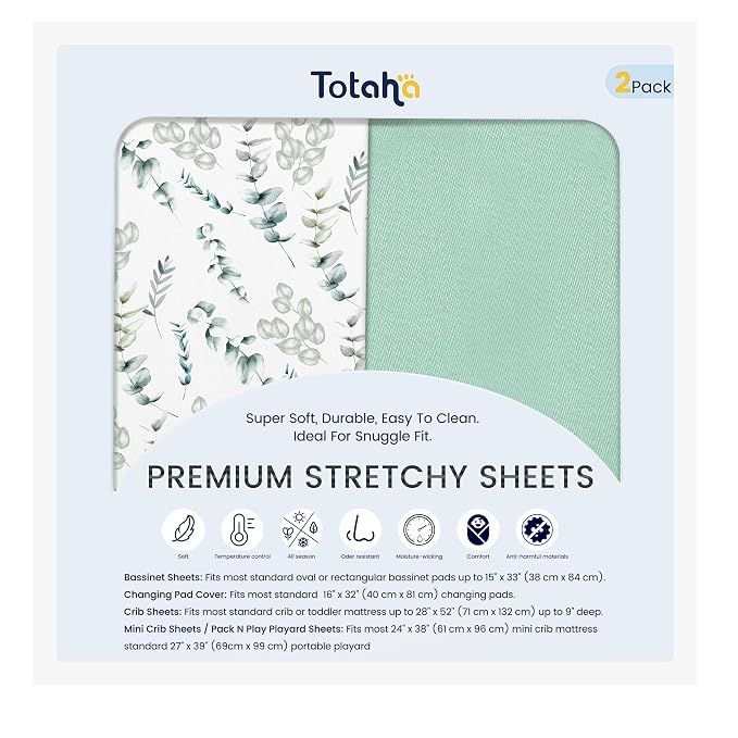 TotAha Botanical Pack and Play Sheets Fitted, Compatible by TotAha%7CUnitedStates
