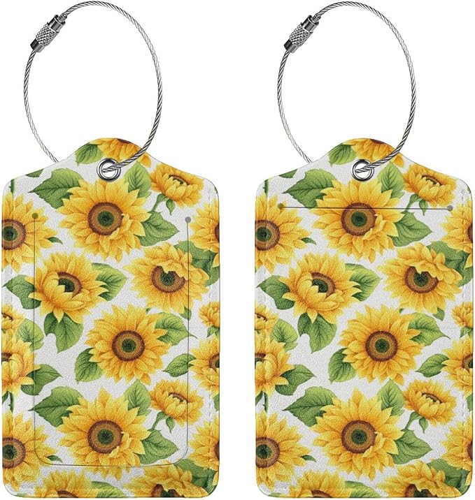 Lovely Sunflower Leather Luggage Tag - Image 3