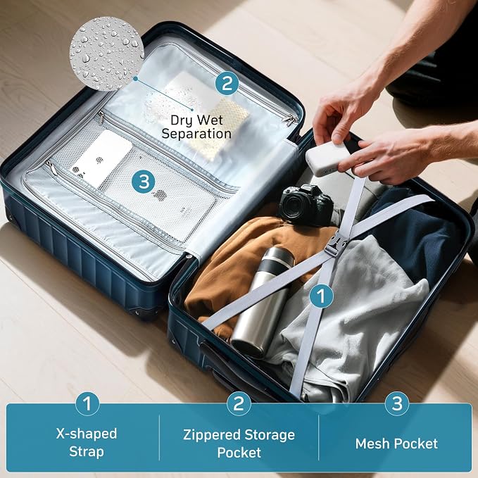Luggage sets with Spinner Wheels, PC Hard Shell Travel Luggage, Carry On - Image 5