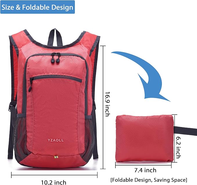 YZAOLL Small Hiking Backpack 15L Lightweight Packable Outdoor Hiking Daypacks - Image 2