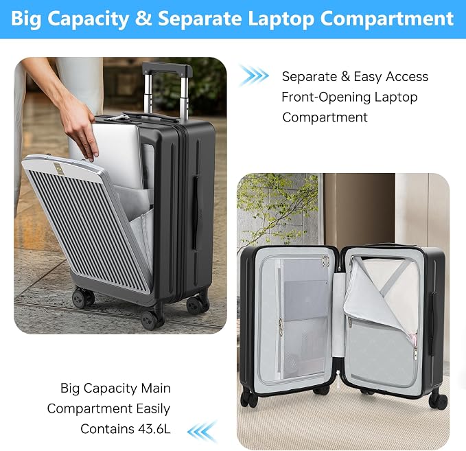 MGB Carry on Luggage 22x14x9 Airline Approved, Durable PC Hardside Suitcase - Image 2