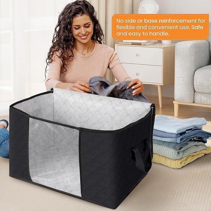 Fab totes 24 Gallons Clothes Storage, Foldable Thick Fabric Blanket Storage Bags - Image 3