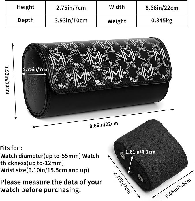 MOZSLY Watch Roll Travel Case 3 Slots Portable Watches Box Organizer Storage - Image 4