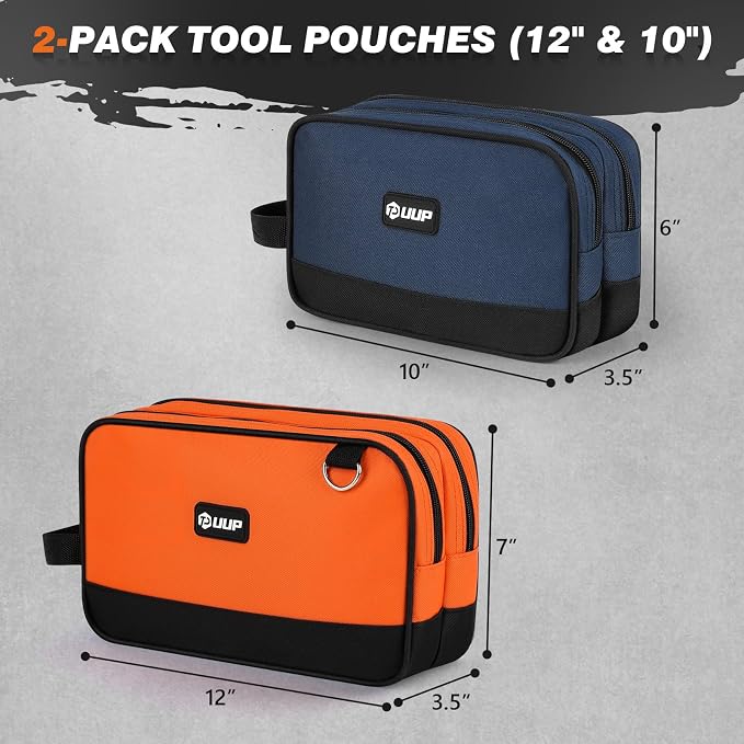 Small Tool Bag 2 Pack, Zipper Tool Pouch Two Compartments, 10 12 inch Utility - Image 2