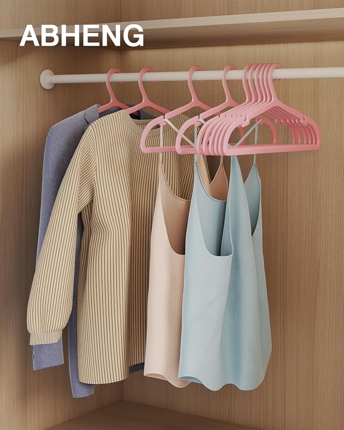 100 Pack Clothes Hangers, Non Slip Plastic Coat Hangers, Space Saving, Heavy - Image 2