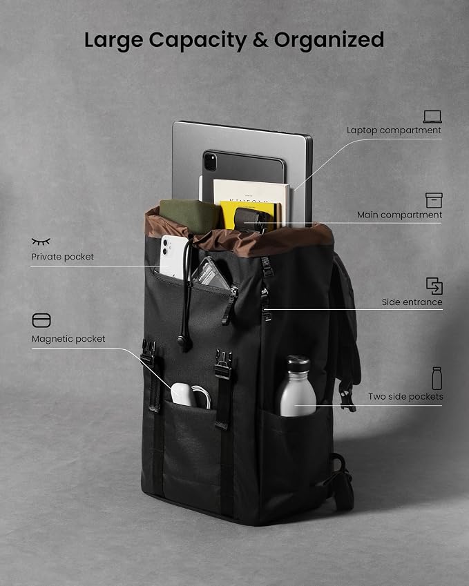 tomtoc Flap Laptop Backpack, Lightweight, Water-Resistant Casual Daypack - Image 3
