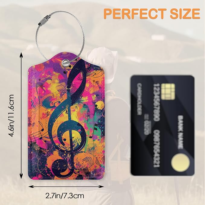 Retro Neon Treble Clef Pop Art PU Leather Luggage Tags - Image 2
