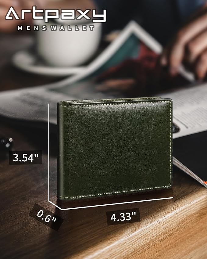 Mens Wallet Bifold Genuine Leather RFID Blocking Wallet - Image 7