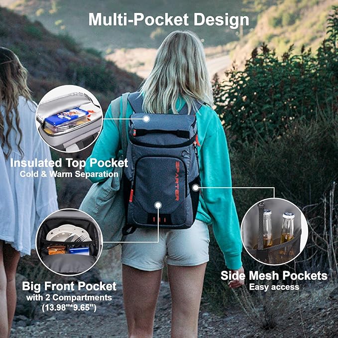 SPARTER Backpack Cooler Insulated Leak Proof 33/49 Cans, 2 Insulated - Image 4