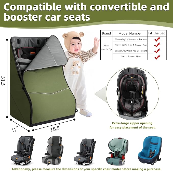 Padded Car Seat Travel Bag for Airplane – Waterproof Heavy Duty Carseat - Image 2