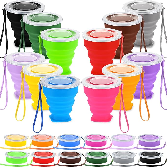 12 Pcs Silicone Collapsible Cup 7.04 oz Folding Camping Travel Collapsible by Purpeak
