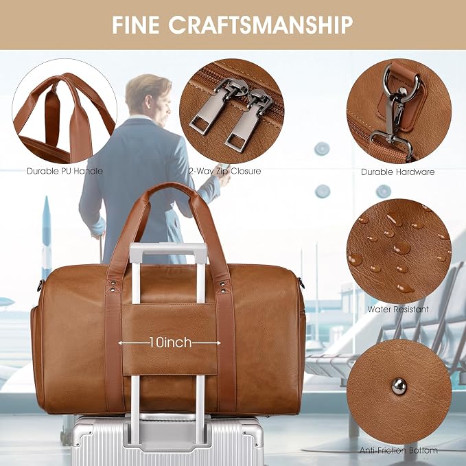 Wogarl 3PCS Leather Weekender Bag - Image 5