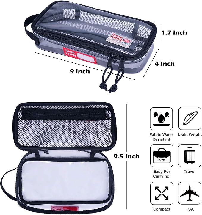 Rough Enough Clear Travel TSA Approved Toiletry Bag Small Toothbrush Case - Image 3