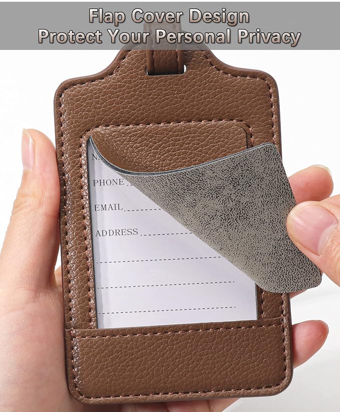 Teskyer Luggage Tags, 3 Pack Premium PU Leather Luggage Tags - Image 4