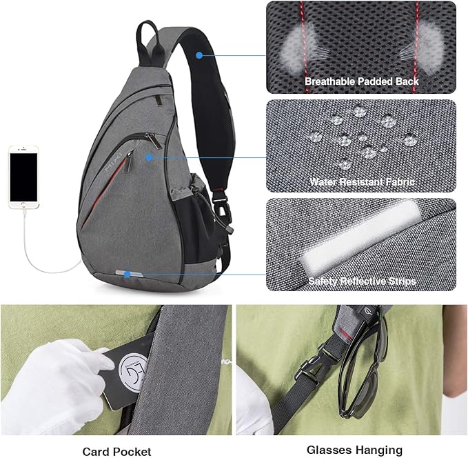 mixi Sling Bag Men Backpack Unisex One Shoulder Bag Hiking Travel Backpack - Image 5