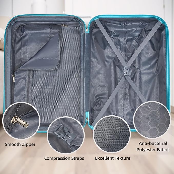 LARVENDER Luggage Sets 5 Piece Hardside Expandable Suitcase - Image 5