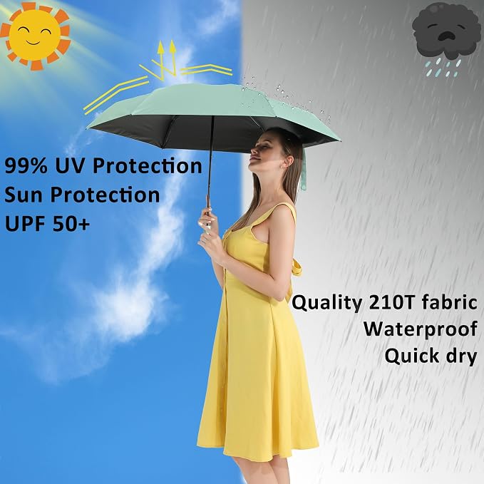 BAODINI Small UV Protection Travel Umbrella Compact - Image 2
