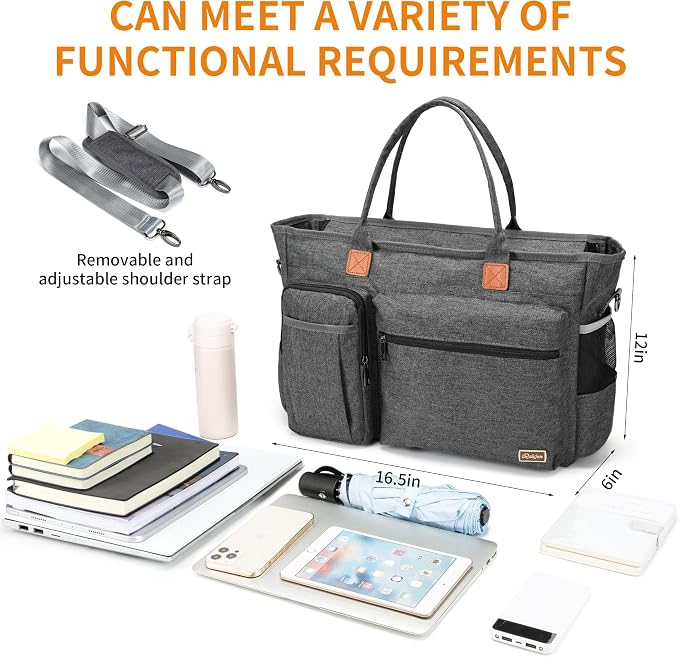 Laptop Tote Bag, Middle Size Computer Messenger Teacher Bag - Image 3
