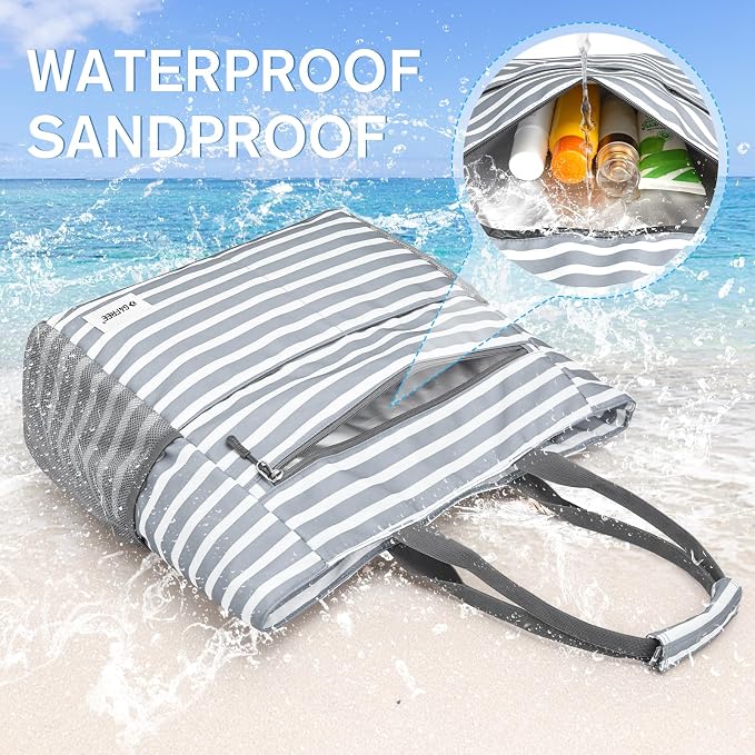 G4Free Beach Bag, Waterproof Sandproof Beach Tote Bag, Large Capacity Foldable - Image 6