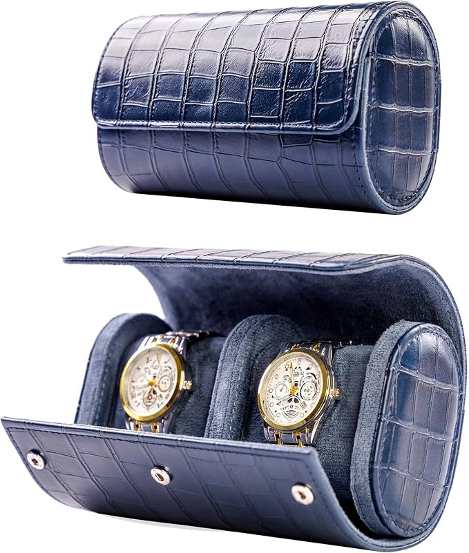 MR.OKAY 2 Watch Travel Case- Classic Leather Watch Case by MR.OKAY