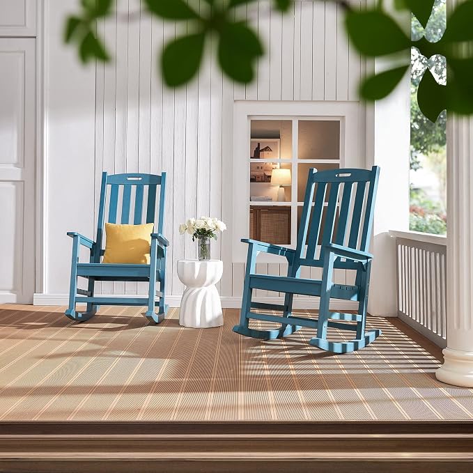 Psilvam Oversized Outdoor Rocking Chair Set of 2, Porch Rocker - Image 8