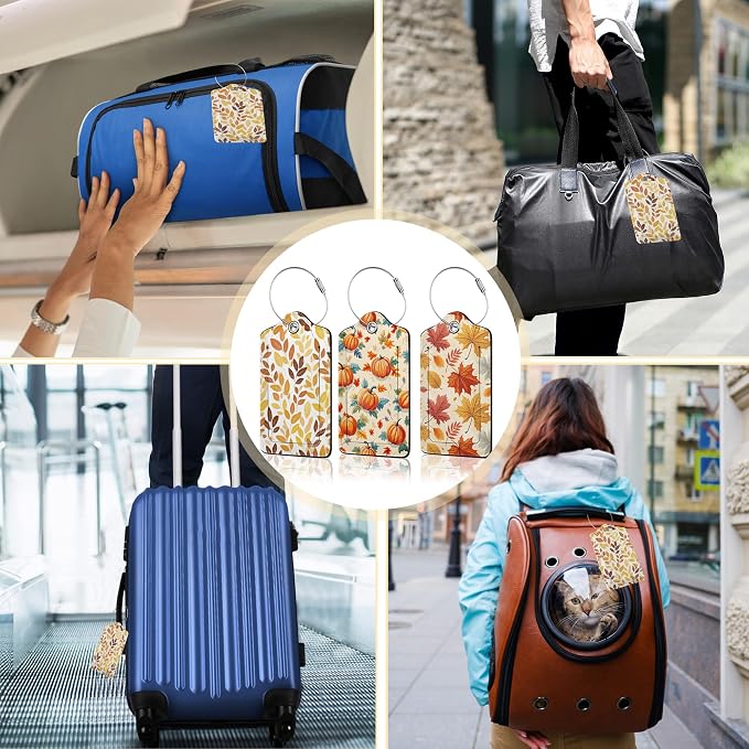 Hello Fall Luggage Tag for Suitcase, Autumn Leaves Design - Image 7