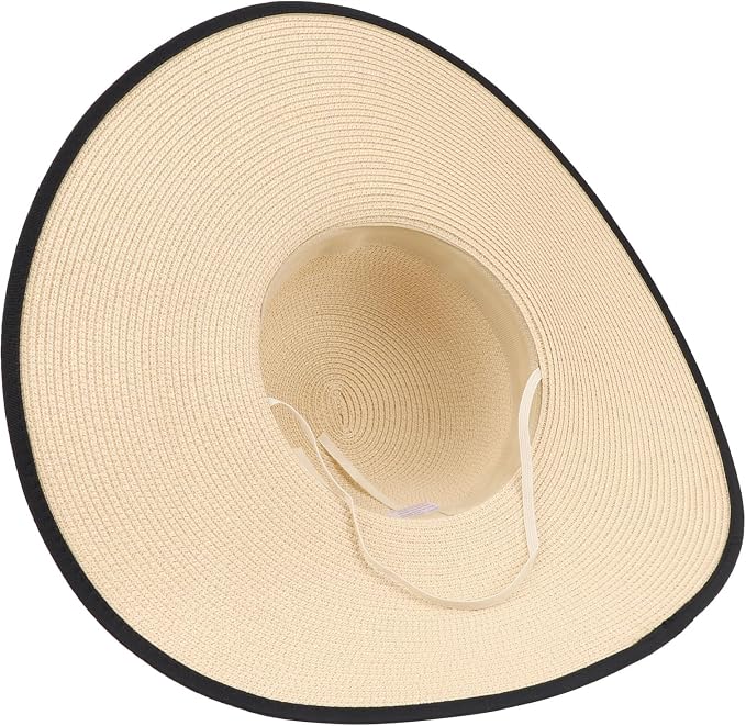DRESHOW Beach Hats for Women Big Straw Wide Brim Summer Hat Floppy Foldable - Image 6