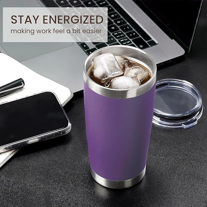MEWAY 20oz Tumbler 4 Pack Double Wall Vacuum Insulated Travel Mug Bulk - Image 4