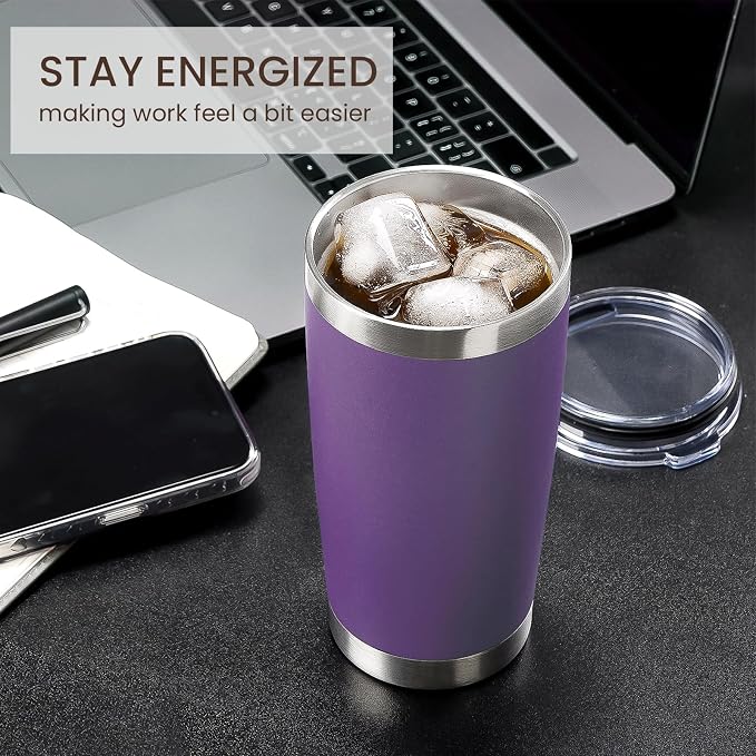 MEWAY 20oz Tumbler Cup Double Wall Vacuum Insulated Travel Mug Bulk, Stainless - Image 4