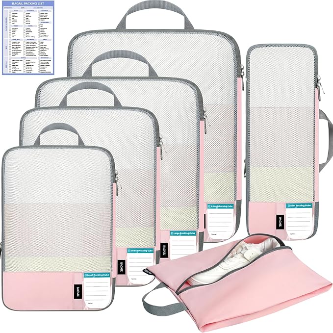 BAGAIL 6 Set/4 Set Lightweight Compression Packing Cubes by BAGAIL