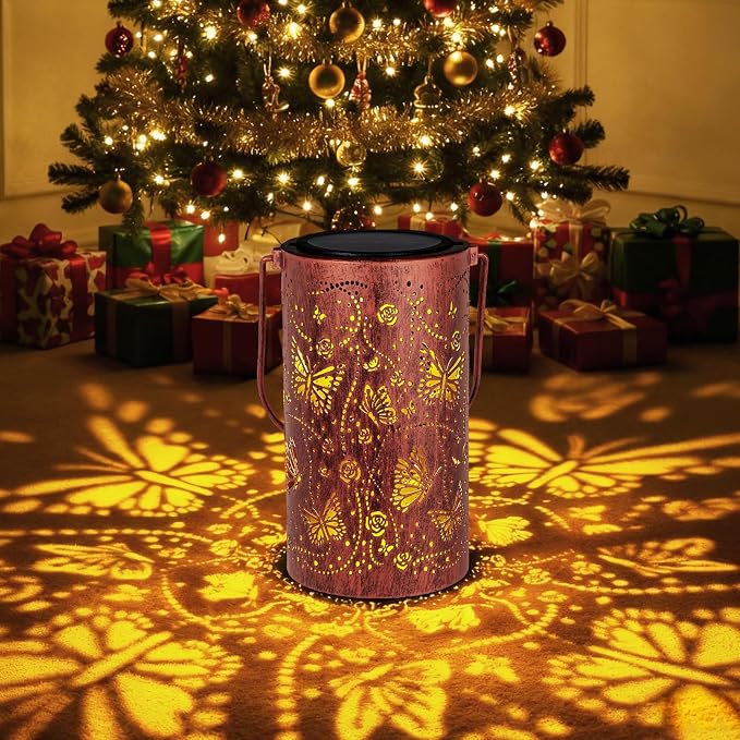 Homemory Butterfly Solar Lanterns Lights Outdoor Waterproof, Hollowed-Out Metal - Image 2