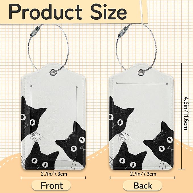 Black Cat Luggage Tag for Suitcase, Design - Image 3