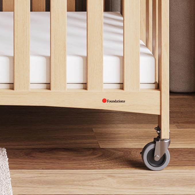 Foundations Travel Sleeper Wood Compact Folding Crib - Image 5