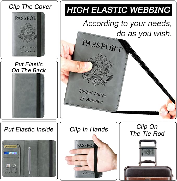 Passport Holder Cover Wallet Travel Essentials Leather Rfid Blocking Case - Image 3