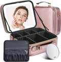 Mocado Travel Makeup Bag with LED Lighted Mirror, Travel Makeup Organizer by Mocado