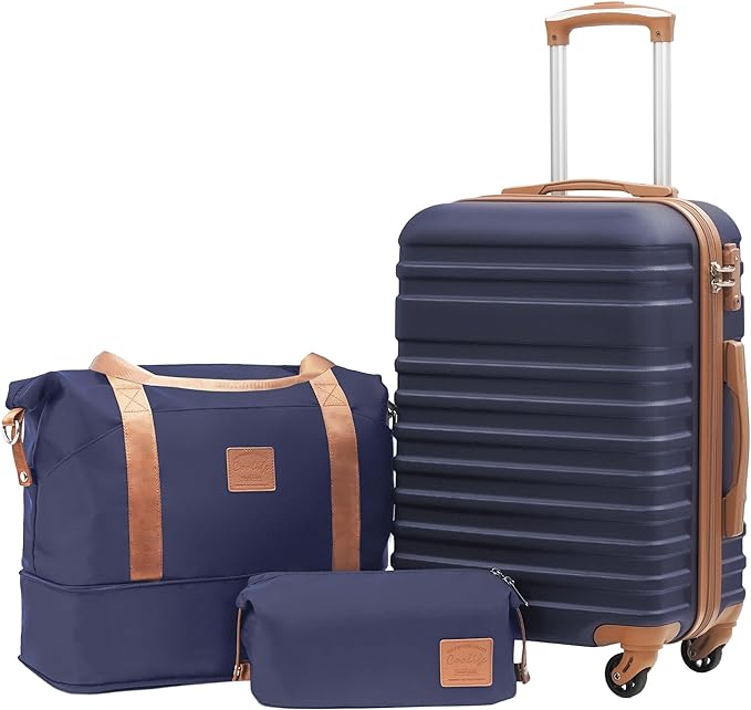 Coolife Suitcase Set 3 Piece Luggage Set Carry On Hardside Luggage by COOLIFE