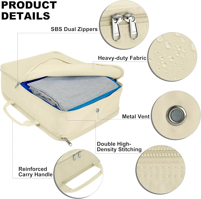 Compression Packing Cubes for Travel Essentials, 2 Pack Expandable Travel Cubes - Image 3