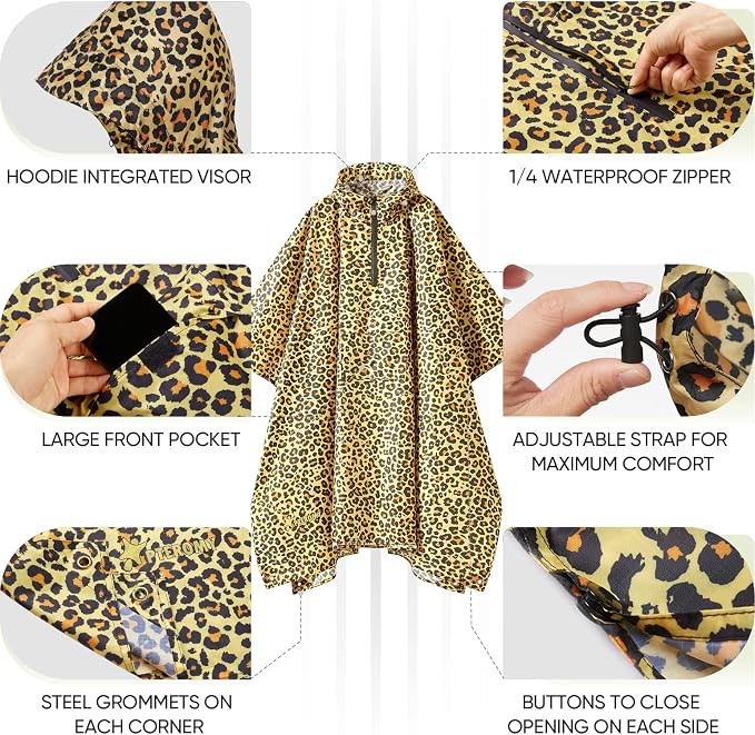 PTEROMY Hooded Rain Poncho for Adult - Image 2