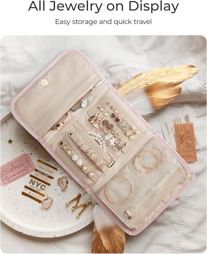 BAGSMART Travel Jewelry Organizer Case, Foldable Jewelry Roll - Image 2