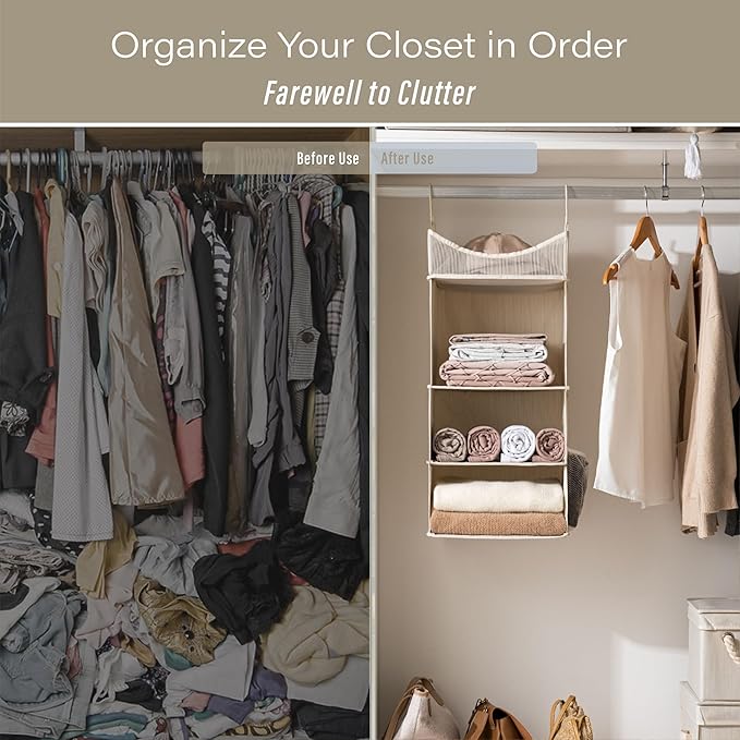 StorageWorks 3-Shelf Hanging Closet Organizer, Adjustable Hanging Closet - Image 6