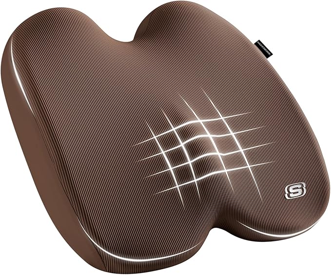 Skechers Memory Foam Seat Cushion, Ribbed Fabric Office Chair Cushion by Skechers