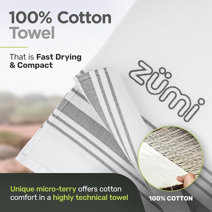 Zumi 100% Cotton Quick Dry Large Travel Towel - Image 2