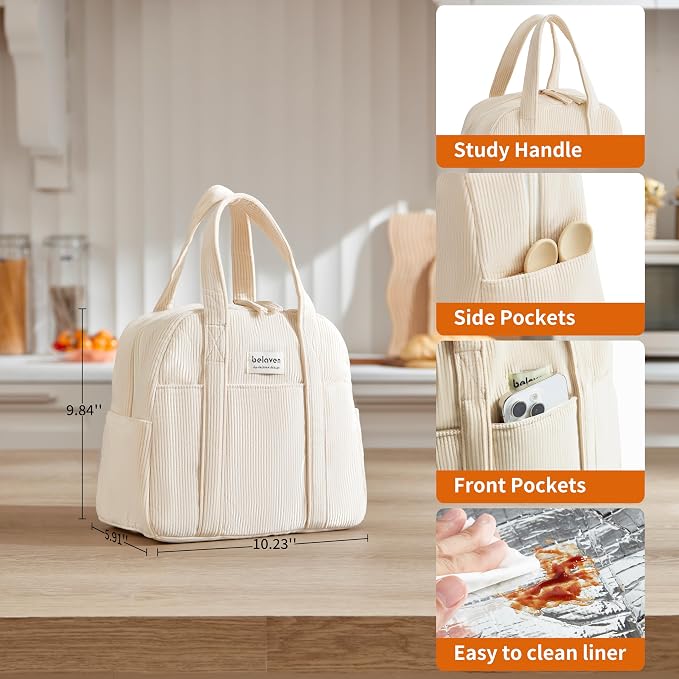 Insulated Lunch Bag for Women, 6-Hour Cold Retention Cooler Tote - Image 5