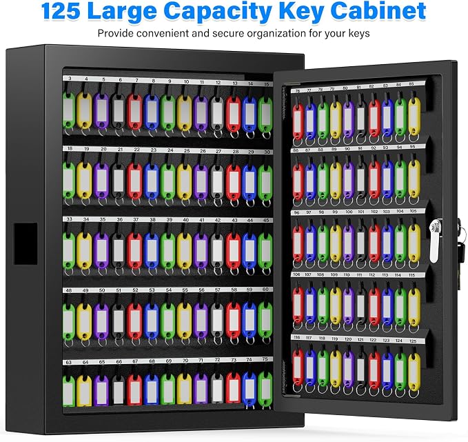 125 Keys Key Lock Box Wall Mount, Anti-Theft Key Organizer - Image 9