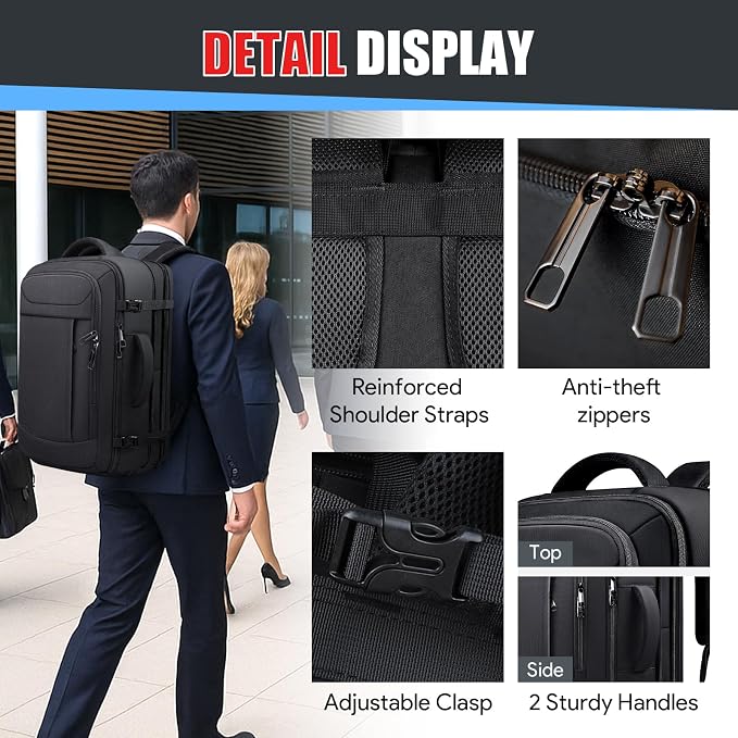 Travel Backpack, Expandable 40-50L Carry On Backpack, Extra Large Anti-Theft - Image 5