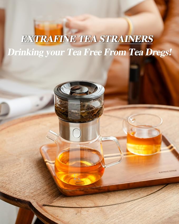 ZENS Modern Glass Tea Infuser Teapot Set, Smart One Touch Tea Maker - Image 6